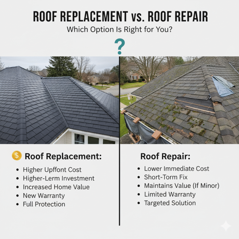 💰 Roof Replacement vs. Roof Repair: Which Option Is Right for You?
